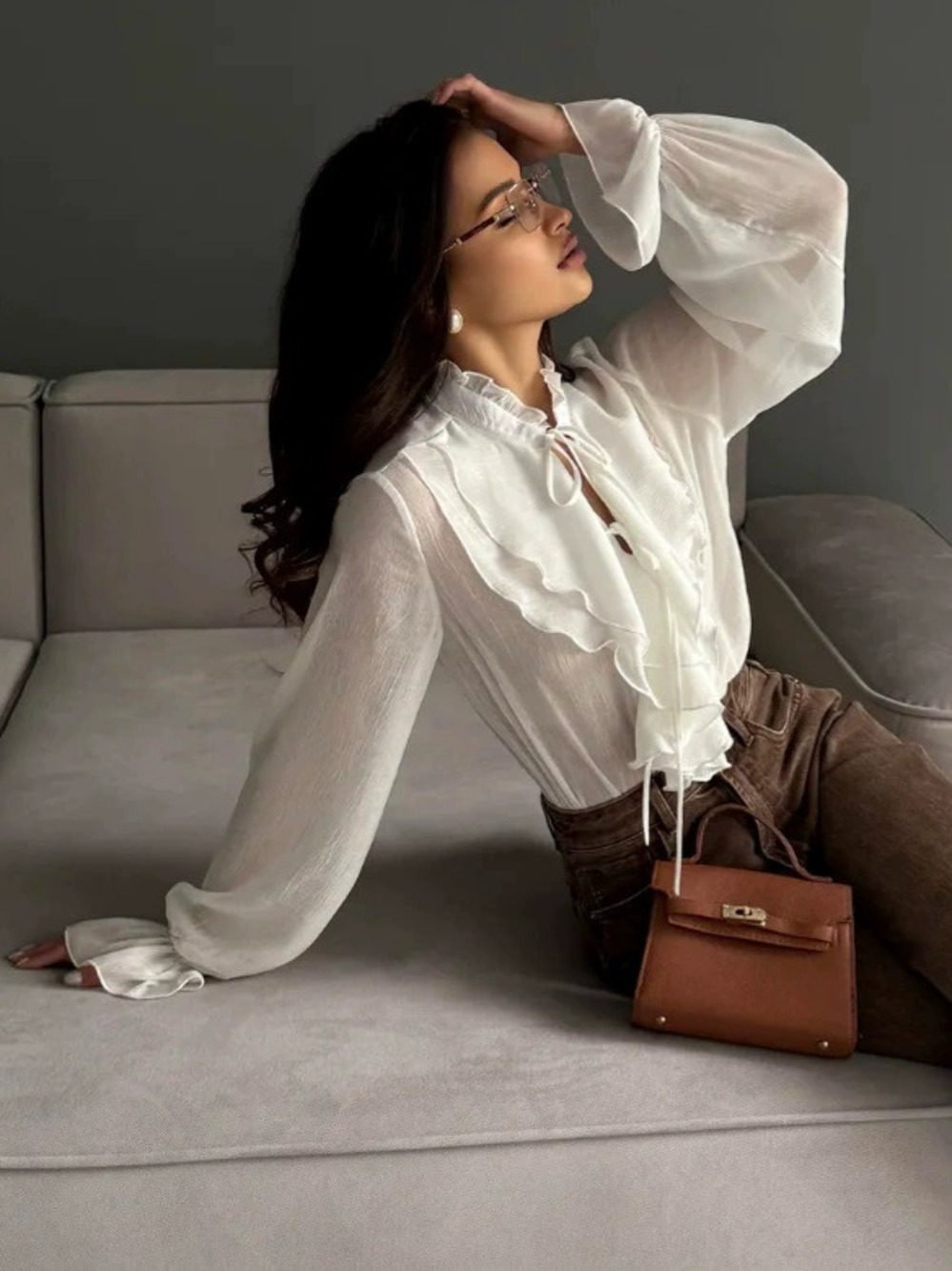 Zara Autumn Ruffle Sheer Blouse - Picture 4 of 7